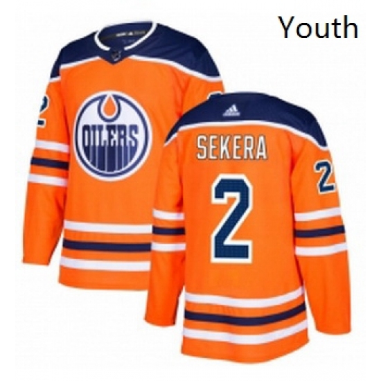 Youth Adidas Edmonton Oilers 2 Andrej Sekera Authentic Orange Home NHL Jersey